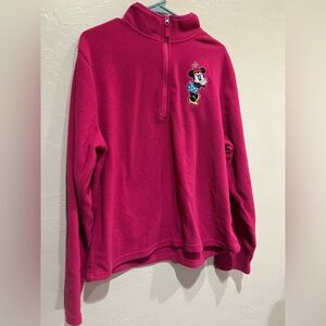 Disney Store Minnie Mouse Pink fleece pullover women’s XL quarter zip